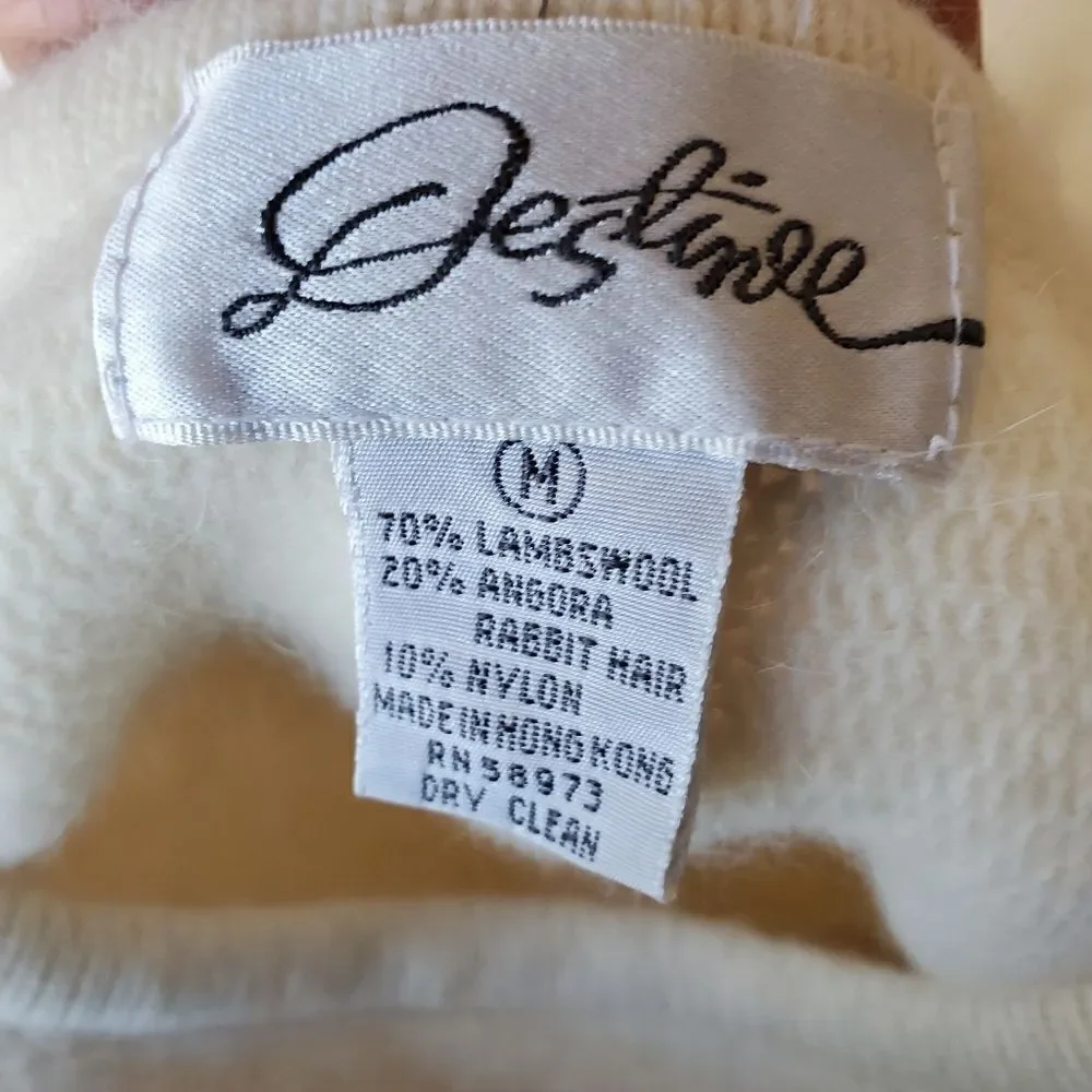 VINTAGE Destiny Women's  Lambswool &‎ Angora Sweater Fall Leaf Embroidered Sz M